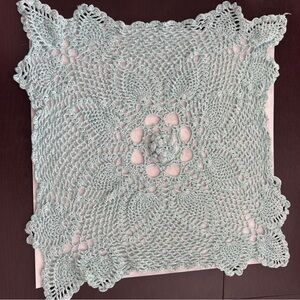 Vintage Robins Egg Blue Crochet Decorative Home Decor Textile